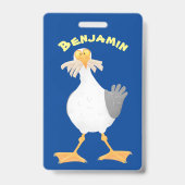 Funny seagull met Franse frieten cartoon Badge (Achterkant)
