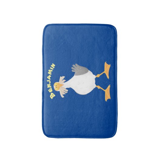 Funny seagull met Franse frieten cartoon Badmat (Voorkant Verticaal)