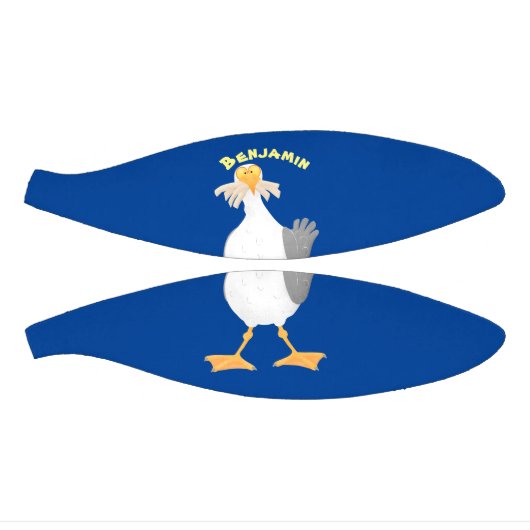 Funny seagull met Franse frieten cartoon Basketbal (Panelen)