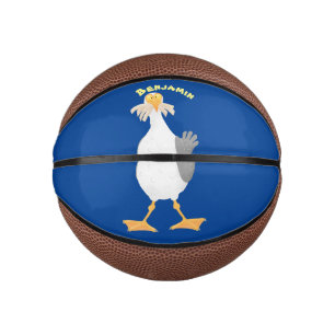 Funny seagull met Franse frieten cartoon Basketbal