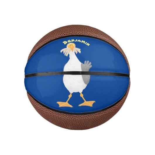 Funny seagull met Franse frieten cartoon Basketbal (Voorkant)