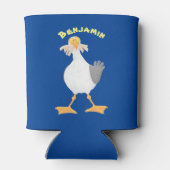 Funny seagull met Franse frieten cartoon Blikjeskoeler (Achterkant)