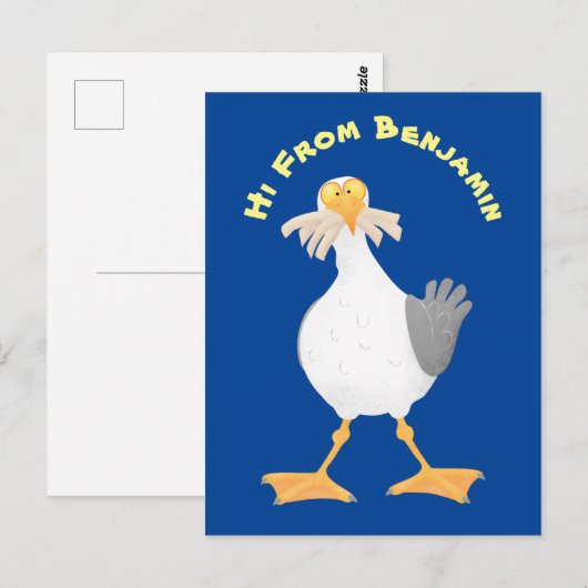 Funny seagull met Franse frieten cartoon Briefkaart (Voorkant / Achterkant)