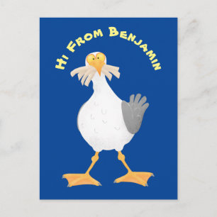Funny seagull met Franse frieten cartoon Briefkaart