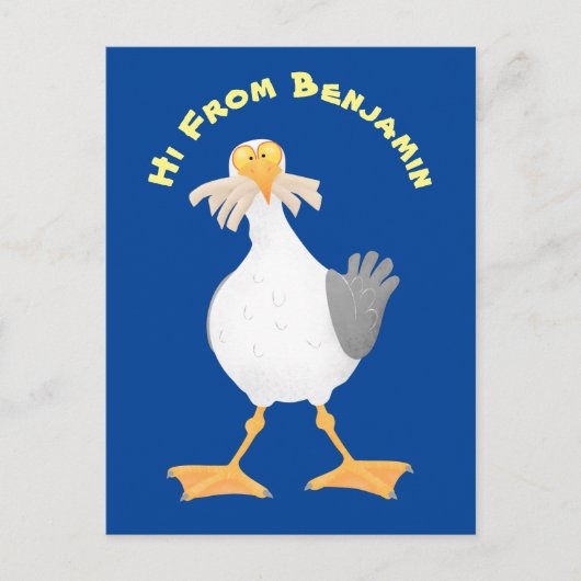 Funny seagull met Franse frieten cartoon Briefkaart (Voorkant)