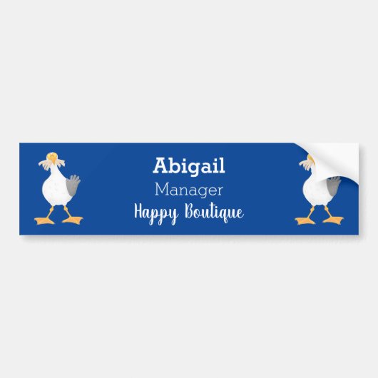 Funny seagull met Franse frieten cartoon Bumpersticker (Voorkant)