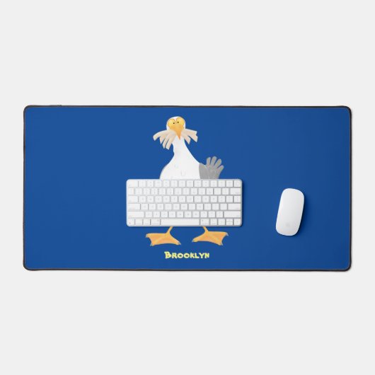 Funny seagull met Franse frieten cartoon Bureaumat (Keyboard & Muis)