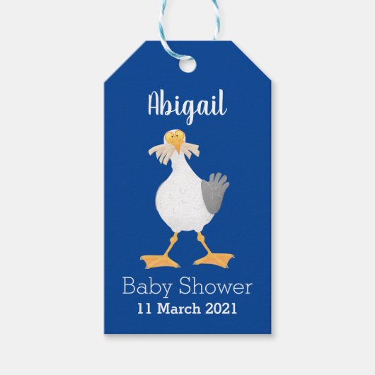 Funny seagull met Franse frieten cartoon Cadeaulabel (Voorkant)