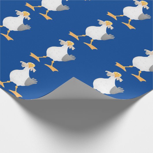 Funny seagull met Franse frieten cartoon Cadeaupapier (Hoek)