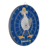 Funny seagull met Franse frieten cartoon Dartbord (Voorkant Links)