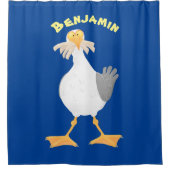 Funny seagull met Franse frieten cartoon Douchegordijn (Voorkant)