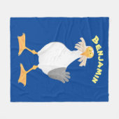 Funny seagull met Franse frieten cartoon Fleece Deken (Voorkant (Horizontaal))