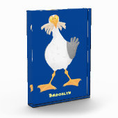 Funny seagull met Franse frieten cartoon Fotoblokken (Links)