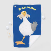 Funny seagull met Franse frieten cartoon Golfhanddoek (Insitu)