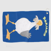 Funny seagull met Franse frieten cartoon Golfhanddoek (Horizontaal)