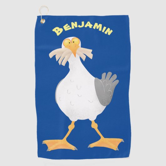 Funny seagull met Franse frieten cartoon Golfhanddoek (Voorkant)