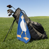 Funny seagull met Franse frieten cartoon Golfhanddoek (Groen)