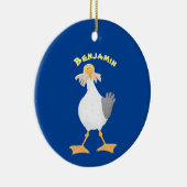 Funny seagull met Franse frieten cartoon Keramisch Ornament (Rechts)