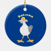 Funny seagull met Franse frieten cartoon Keramisch Ornament (Achterkant)