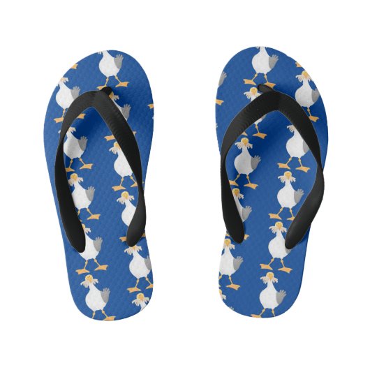 Funny seagull met Franse frieten cartoon Kinder Teenslippers (Voetbed)