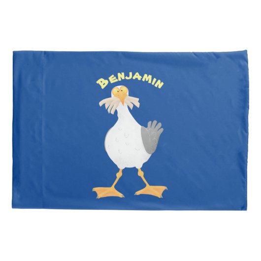 Funny seagull met Franse frieten cartoon Kussensloop (Achterkant)