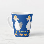 Funny seagull met Franse frieten cartoon Latte Mok (Linkerhoek)