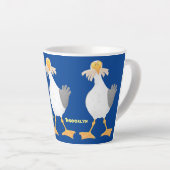 Funny seagull met Franse frieten cartoon Latte Mok (Rechterhoek)