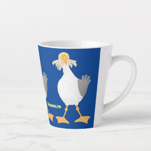 Funny seagull met Franse frieten cartoon Latte Mok