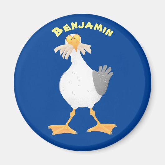 Funny seagull met Franse frieten cartoon Magneet (Voorkant)