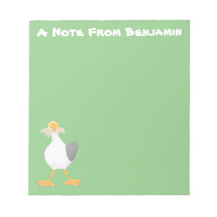 Funny seagull met Franse frieten cartoon Notitieblok