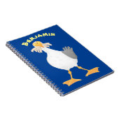 Funny seagull met Franse frieten cartoon Notitieboek (Rechterzijde)