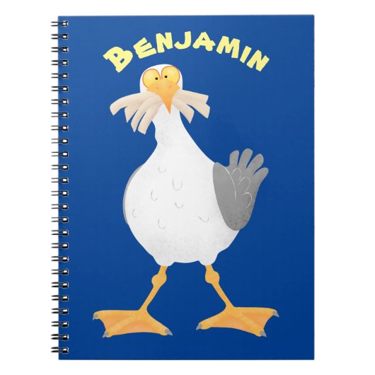 Funny seagull met Franse frieten cartoon Notitieboek (Voorkant)