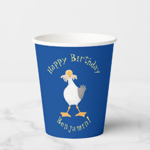 Funny seagull met Franse frieten cartoon Papieren Bekers