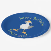 Funny seagull met Franse frieten cartoon Papieren Bordje (Gekanteld)