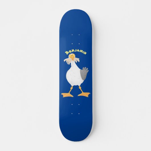 Funny seagull met Franse frieten cartoon Persoonlijk Skateboard (Voorkant)