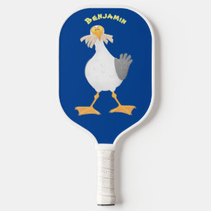 Funny seagull met Franse frieten cartoon Pickleball Paddle