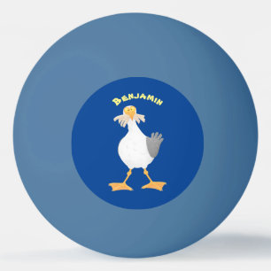 Funny seagull met Franse frieten cartoon Pingpongbal