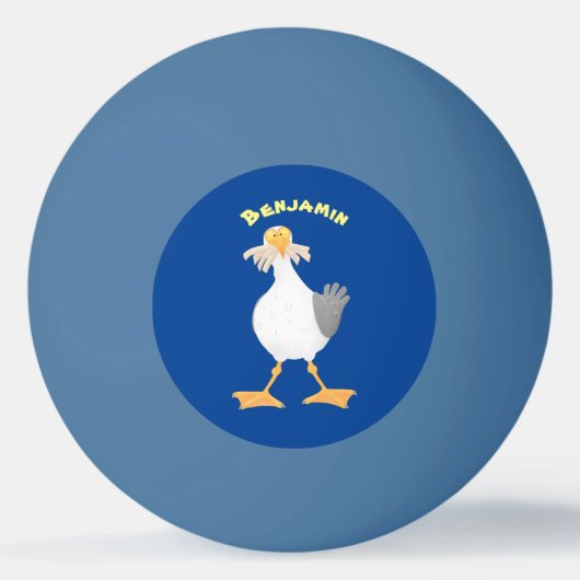 Funny seagull met Franse frieten cartoon Pingpongbal (Voorkant)