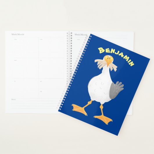 Funny seagull met Franse frieten cartoon Planner (Display)