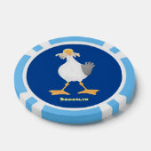 Funny seagull met Franse frieten cartoon Poker Chips (Enkel)