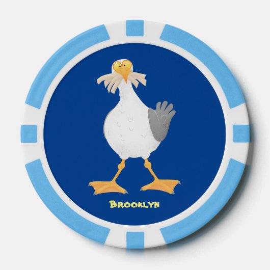 Funny seagull met Franse frieten cartoon Poker Chips (Voorkant)