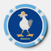 Funny seagull met Franse frieten cartoon Poker Chips (Achterkant)