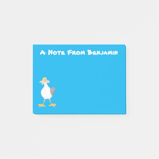Funny seagull met Franse frieten cartoon Post-it® Notes (Voorkant)