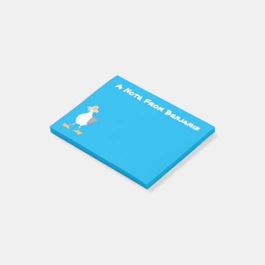 Funny seagull met Franse frieten cartoon Post-it® Notes (Schuin)