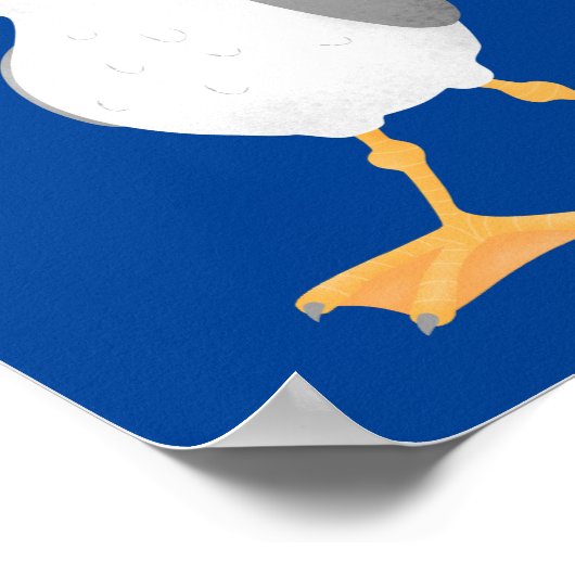 Funny seagull met Franse frieten cartoon Poster (Hoek)