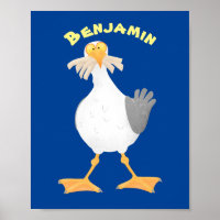 Funny seagull met Franse frieten cartoon
