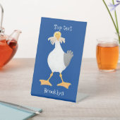 Funny seagull met Franse frieten cartoon Reclamebord Met Voetstuk (Insitu)