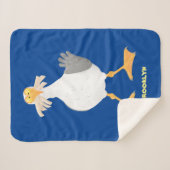 Funny seagull met Franse frieten cartoon Sherpa Deken (Voorkant (horizontaal))