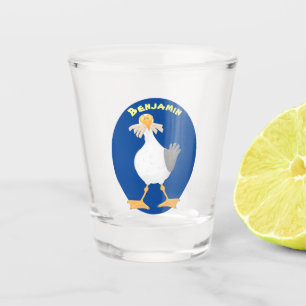 Funny seagull met Franse frieten cartoon Shot Glas