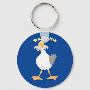 Funny seagull met Franse frieten cartoon Sleutelhanger